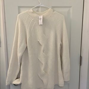 Tunic length chenille cream comfy sweater